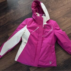Spyder Magenta and White Hooded Jacket